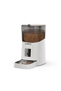 1080p Ayarlanabilir Kamera, 6 Lt, Wifi Kontrol Kedi / Köpek Besleyici, Pet Feeder, Metal Kase, Beyaz ürün fotoğrafı