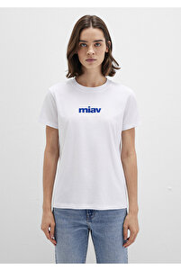 Miav Baskılı Beyaz Tişört Regular Fit / Normal Kesim 1610622-620 ürün fotoğrafı