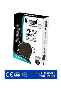 FFP2 Siyah Maske- 10 Adet (Tekli Paket) ürün fotoğrafı