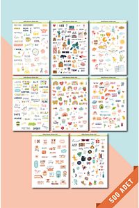 Daily Planner Sticker Seti - Ajanda, Defter, Planlayıcı Için 500 Adet Sticker Etiket Seti ürün fotoğrafı