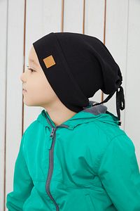 Erkek Bebek Çocuk Siyah Ip Detaylı Şapka Bere Boyunluk Takım Rahat Pamuklu Kaşkorse ürün fotoğrafı