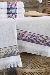 Garden Çiçek Nakışlı 12'li 30x50 Cm El Ve Yüz Havlu Seti Mutfak Havlusu ürün fotoğrafı