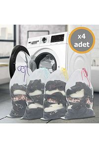 4 Adet Ultra Lüx Çamaşır Yıkama Filesi Renkli Ipli 40x60 Cm (büyük Boy) ürün fotoğrafı