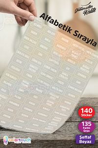 Şeffaf Beyaz Baskılı 140 Adet Baharat Bakliyat Kuruyemiş Kavanoz Etiketi Sticker Düzenleyici ürün fotoğrafı