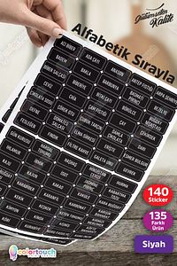 Siyah 140 Adet Baharat Bakliyat Kuruyemiş Kavanoz Etiketi Sticker Düzenleyici ürün fotoğrafı