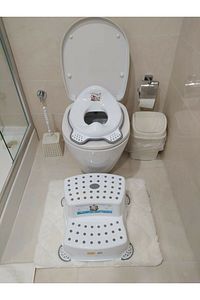 Kaydırmaz Çocuk Taburesi Çift Basamaklı Çocuk Basamak Çocuk Klozet Adaptörü Tuvalet Alıştırma ürün fotoğrafı