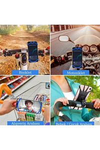 360° Universal Bisiklet Telefon Tutucu Motorsiklet Direksiyon Silikon Gidon Tutucu Aparatı ürün fotoğrafı
