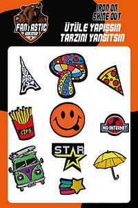 Ütü Ile Yapışan Dokuma Arma Seti Patch Yama Emoji, Star Modeli ürün fotoğrafı