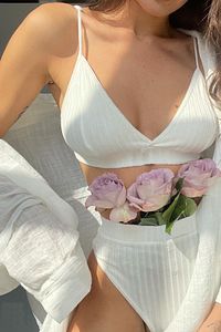 Kadın Beyaz Yüksek Bel Dolgusuz Slip Takım ürün fotoğrafı