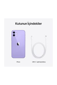 iPhone 12 128 GB Mor Cep Telefonu Aksesuarsız Kutu (Apple Türkiye Garantili) ürün fotoğrafı