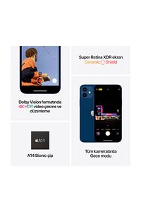 iPhone 12 64 GB Beyaz Cep Telefonu Aksesuarsız Kutu (Apple Türkiye Garantili) ürün fotoğrafı