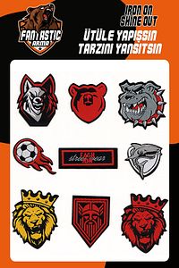 Ütü Ile Yapışan Dokuma Arma Seti Patch Yama Aslan, Kurt, Futbol Topu Modeli ürün fotoğrafı
