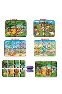 Süper Renkli 4'lü Puzzle - Hayvanlar / 8+12+16+24 Parça Puzzle ürün fotoğrafı
