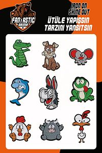 Ütü Ile Yapışan Dokuma Arma Seti Patch Yama Timsah, Eşek, Renkli Hayvanlar Modeli ürün fotoğrafı