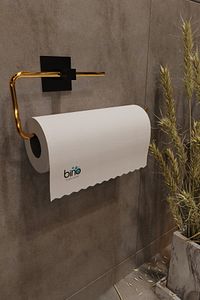 Gold Paslanmaz Dolu Çelik, Kağıt Rulo Havluluk, Peçetelik, Yapışkanlı Tasarım, Banyo Askısı ürün fotoğrafı