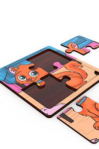 Minıq Toys Ahşap Saskin Kedi Mini Puzzle (4 Parca) ürün fotoğrafı