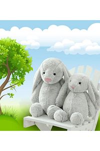 Oyun ve Uyku Arkadaşım Sevimli Uzun Kulak Bunny Peluş Tavşan 65 cm ( %100 Yerli ÜRÜN) ürün fotoğrafı