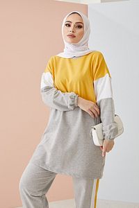 Kadın Garnili Spor Hardal-gri Takım ürün fotoğrafı
