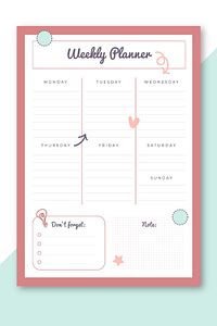 Weekly Planner - Günlük Hatırlatıcı Planlayıcı Haftalık Defter 15*21cm 50 Yaprak ürün fotoğrafı