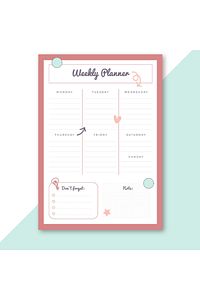 Weekly Planner - Günlük Hatırlatıcı Planlayıcı Haftalık Defter 15*21cm 50 Yaprak ürün fotoğrafı