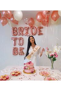Bride To Be Yazılı Folyo Balon Konsepti Rose Gold Renkli Bekarlığa Veda Partisi Büyük Balon Seti ürün fotoğrafı
