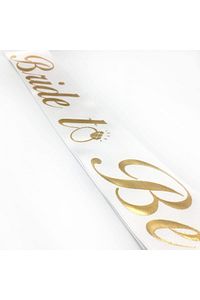 Bride To Be Yazılı Beyaz Üstüne Gold Altın Sarısı Yaldızlı Kuşak Bekarlığa Veda Partisi Konsepti ürün fotoğrafı