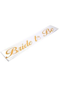 Bride To Be Yazılı Beyaz Üstüne Gold Altın Sarısı Yaldızlı Kuşak Bekarlığa Veda Partisi Konsepti ürün fotoğrafı