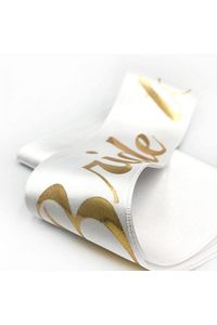 Bride To Be Yazılı Beyaz Üstüne Gold Altın Sarısı Yaldızlı Kuşak Bekarlığa Veda Partisi Konsepti ürün fotoğrafı