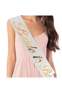 Bride To Be Yazılı Beyaz Üstüne Gold Altın Sarısı Yaldızlı Kuşak Bekarlığa Veda Partisi Konsepti ürün fotoğrafı