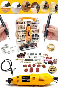 Grmpro-1004s 450 Watt 307 Parça Devir Ayarlı Gravür Makinesi 6 Parça Kesme Seti Esnek Şaftlı ürün fotoğrafı
