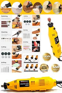 Grmpro-1004s 450 Watt 307 Parça Devir Ayarlı Gravür Makinesi 6 Parça Kesme Seti Esnek Şaftlı ürün fotoğrafı