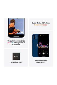 iPhone 12 64 GB Siyah Cep Telefonu Aksesuarsız Kutu (Apple Türkiye Garantili) ürün fotoğrafı