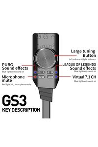4677 Usb Harici Ses Kartı 7.1 Dönüştürücü Plextone Gs3 Pubg Lol Mikrofon Destekli ürün fotoğrafı