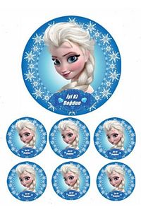 Yenilebilir Pasta Resmi Pirinç Kağıdından 6 8 10 Kişilik Pastaya Uygun 16 cm Elsa Model 1 ürün fotoğrafı