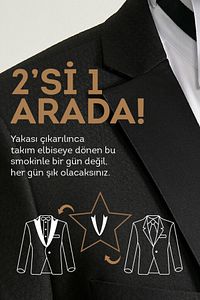 Erkek Slim Fit Dar Kesim Desenli Smokin Damatlık ürün fotoğrafı