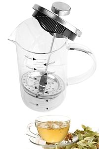 French Press Bitki Çayı Demliği Filtre Kahve Ataşe Dayanıklı Demlik Borosilikat Cam Ölçü Kabı 600ml ürün fotoğrafı