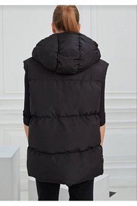 Kadın Siyah Kapüşonlu Oversize Boyfriend Şişme Yelek ürün fotoğrafı