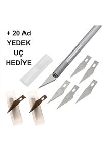 Design Knife Tasarım Hobi Neşter Kretuar Bıçağı 5 + 20 Uç Yedekli ürün fotoğrafı