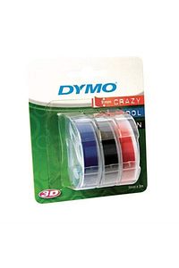 3d Plastik Kabartma Şerit 9 mm X 3 m 3 Lü Pake Siyah Kırmızı Mavi ürün fotoğrafı