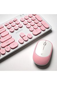 Retro Kablosuz Klavye & Mouse Set (pink) ürün fotoğrafı