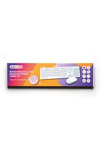 Retro Kablosuz Klavye & Mouse Set (white) ürün fotoğrafı