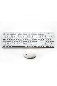 Retro Kablosuz Klavye & Mouse Set (white) ürün fotoğrafı