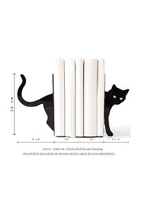 Kara Kedi Figürlü Dekoratif Metal Kitap Tutucu, Kitap Desteği ürün fotoğrafı