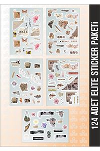 124 Adet Elite Sticker Paketi - Ajanda - Planner - Bullet Journal Için Uygun ürün fotoğrafı