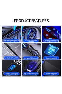 Rgb Kablolu Oyuncu Mouse 6 Düğme Ayarlanabilir Dpı ürün fotoğrafı