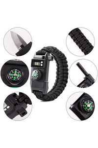 Paracord Bileklik Dijital Saat Pusula Ateş Başlatıcı ürün fotoğrafı
