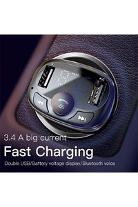Araç Kiti Fm Verici Bluetooth 2x Usb Mp3 Çal Konuş 3.4a ürün fotoğrafı