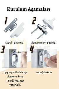 Çelik Halatlı Cam Kilidi Pvc Pimapen Anahtarlı Hırsız Kilidi Bebek Çocuk Emniyet Kilidi ürün fotoğrafı