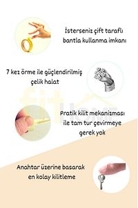 Çelik Halatlı Cam Kilidi Pvc Pimapen Anahtarlı Hırsız Kilidi Bebek Çocuk Emniyet Kilidi ürün fotoğrafı