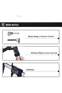 Kumpas Kalınlık Ölçer Karbon Fiber Hassas Kumpas Dijital 15cm + Pil Hediyeli ürün fotoğrafı